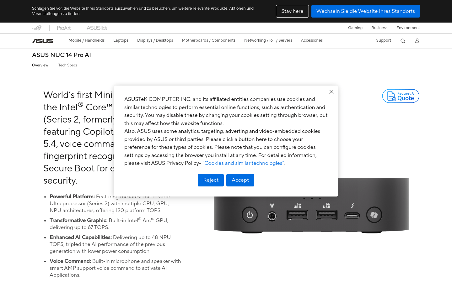 ASUS NUC 14 Pro AI